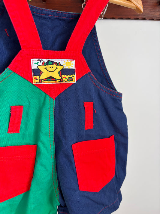 Vintage Colour Block Shortalls
