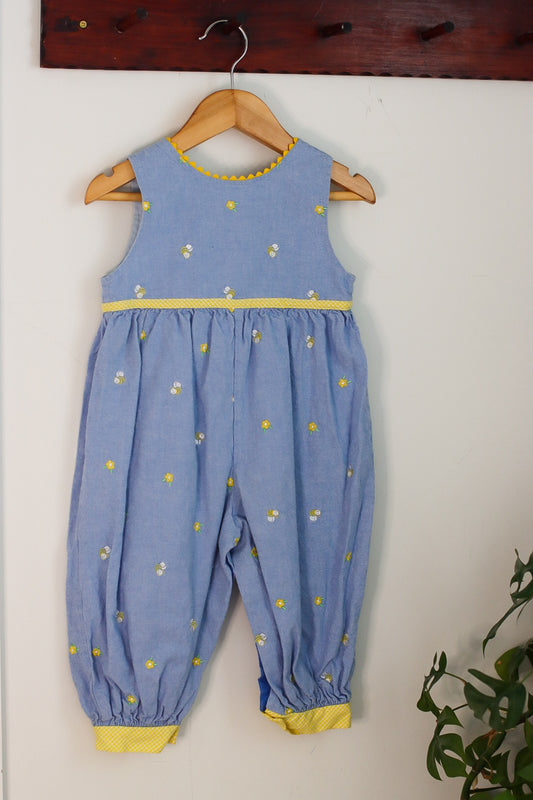 Embroidered Bee & Flower Romper