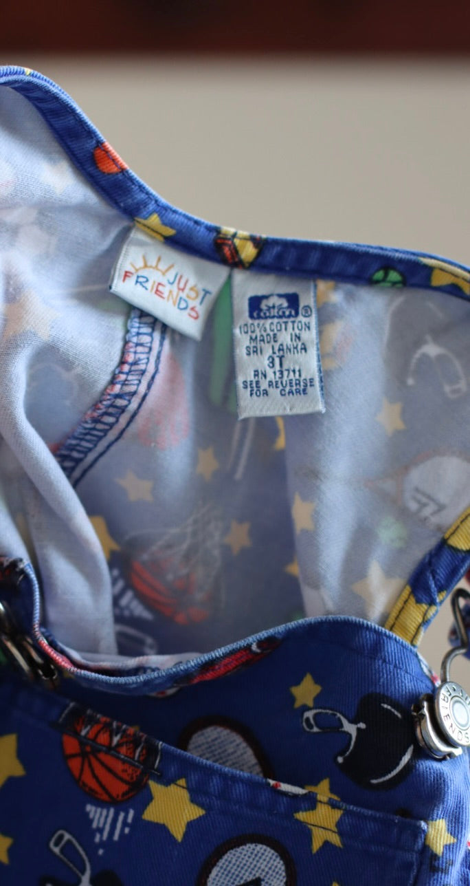 Vintage Sports Themed Shortalls 3T