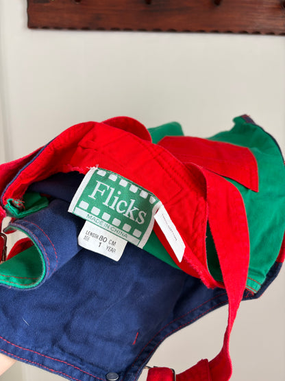 Vintage Colour Block Shortalls