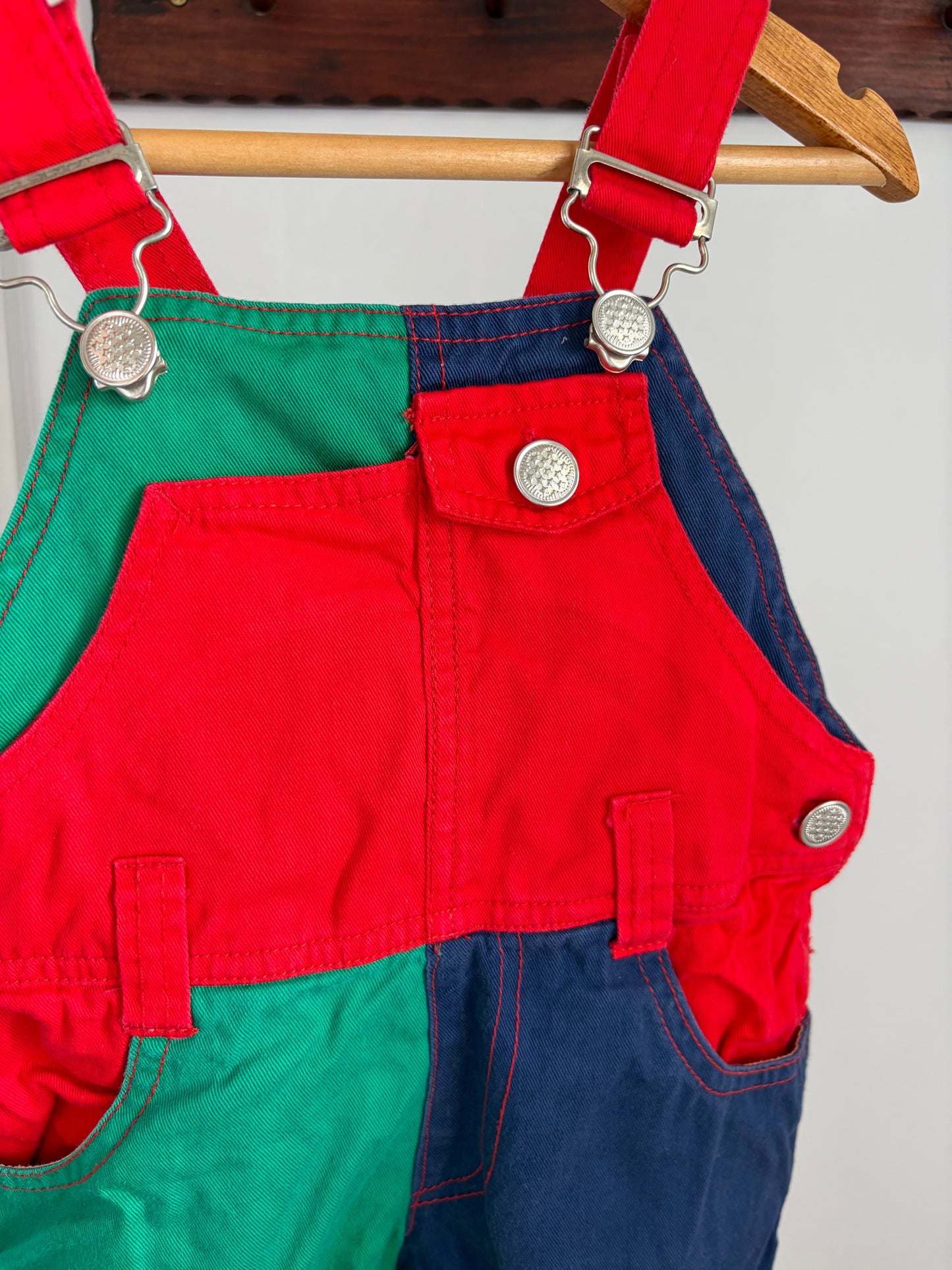 Vintage Colour Block Shortalls