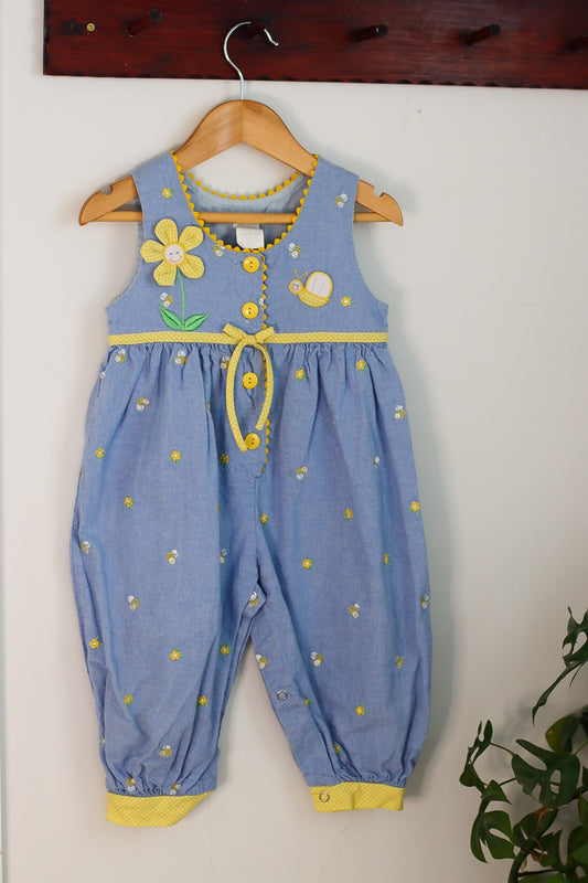 Embroidered Bee & Flower Romper
